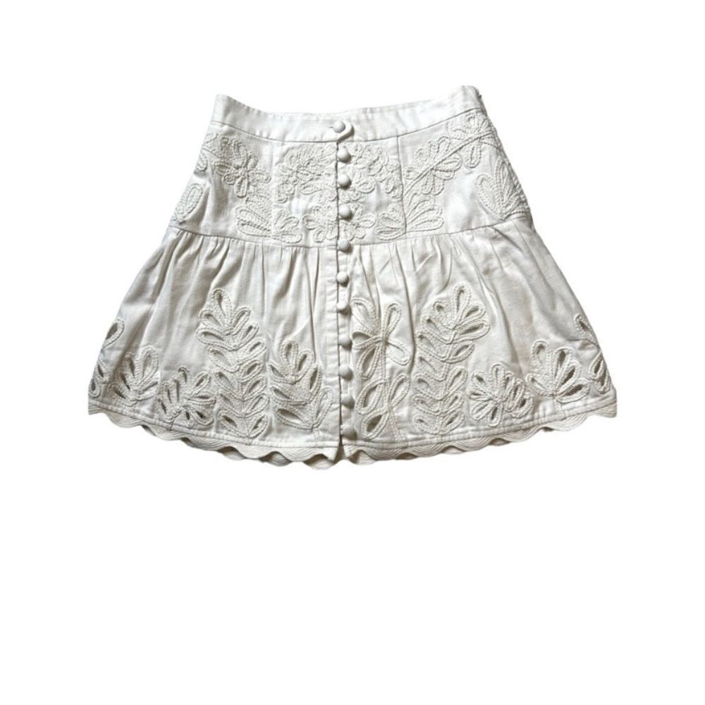 Anthropologie Ivory Drop-Waist Embroidered Eyelet Skirt - Picture 7 of 11